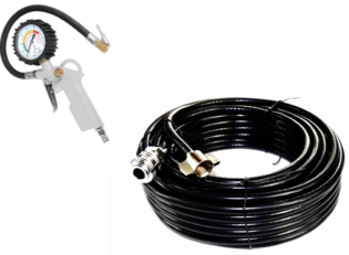 Airline inflator and gauge kit for pumping up tires.