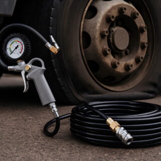 Airline inflator and gauge kit for pumping up tires.